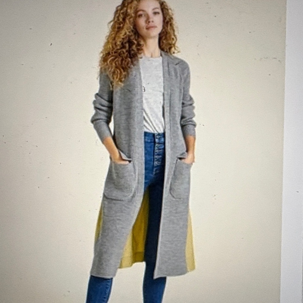 Veronica Beard Pearl Mixed Media Trench Cardigan in Grey Melange S